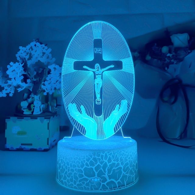 Luminária LED Crucifixo Jesus Cristo - Mãos Divinas [FRETE GRÁTIS]